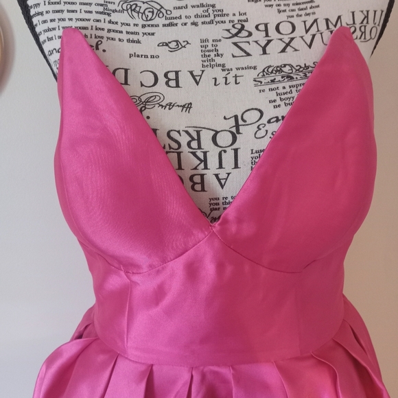 Anthropologie Hutch Sabrina Strapless V-Neck Pleated High-Low Gown Pink Size 4 - Picture 10 of 16